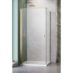 Radaway Nes Brushed Gold KDJ drzwi prysznicowe 90 cm uchylne złoty szczotkowany/szkło przezroczyste 10022090-99-01R