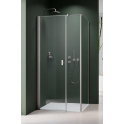 Radaway Nes Brushed Nickel KDS I drzwi prysznicowe 140 cm uchylne nikiel szczotkowany/szkło przezroczyste 10023140-91-01L