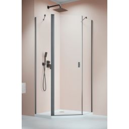 Radaway NES 6 Brushed GunMetal PTJ komplet 2 ścianek prysznicowych do kabiny 90x90 cm gunmetal szczotkowany/szkło przezroczyste 10052900-92-01