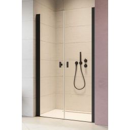 Radaway Nes 8 Black DWD I drzwi prysznicowe 55 cm uchylne czarny mat/szkło przezroczyste 10077055-54-01L