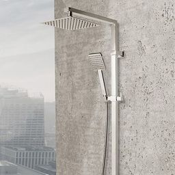 Rea Lucas zestaw wannowo-prysznicowy ścienny z deszczownicą chrom-biały REA-P0221