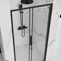 Rea Rapid Slide drzwi prysznicowe 130 cm czarny półmat/szkło przezroczyste REA-K6403