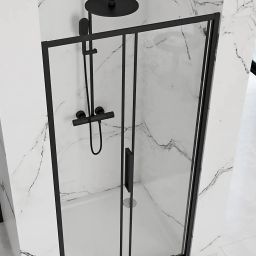 Rea Rapid Slide drzwi prysznicowe 140 cm czarny półmat/szkło przezroczyste REA-K6404