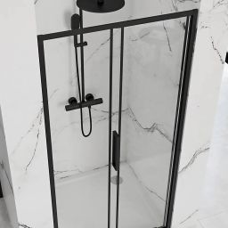 Rea Rapid Slide drzwi prysznicowe 160 cm czarny półmat/szkło przezroczyste REA-K6406