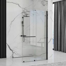 Rea Cortis Black ścianka prysznicowa Walk-In 100 cm profile czarne REA-K7740