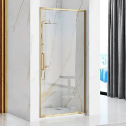 Rea Rapid Swing drzwi prysznicowe 100 cm uchylne złoty szczotkowany/szkło przezroczyste REA-K2503