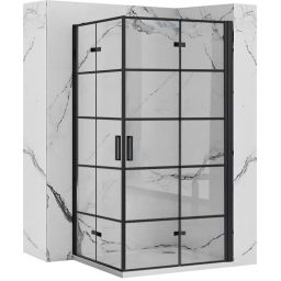 Rea Molier Black Double kabina prysznicowa 80x90 cm czarny półmat/szkło przezroczyste REA-K8537/REA-K8538