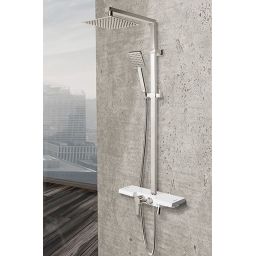 Rea Lucas zestaw wannowo-prysznicowy ścienny z deszczownicą chrom-biały REA-P0221