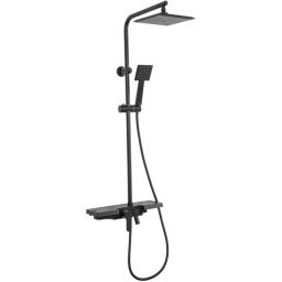 Rea Bravo Black zestaw wannowo-prysznicowy ścienny z deszczownicą czarny REA-P0636