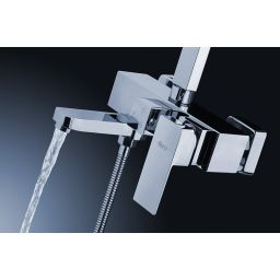 Rea Navaro zestaw wannowo-prysznicowy z deszczownicą kwadratową chrom REA-P0802