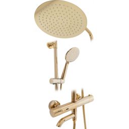 Rea Lungo Gold zestaw wannowo-prysznicowy termostatyczny złoty REA-P4114