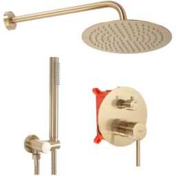 Rea Lungo zestaw prysznicowy podtynkowy z deszczownicą złoty REA-P4160
