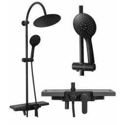 Rea Vigo zestaw wannowo-prysznicowy ścienny czarny REA-P7001