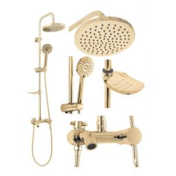 Rea Luis Gold zestaw wannowo-prysznicowy ścienny złoty REA-P7006