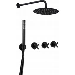 Rea Exit Black zestaw prysznicowy podtynkowy czarny mat REA-P8000