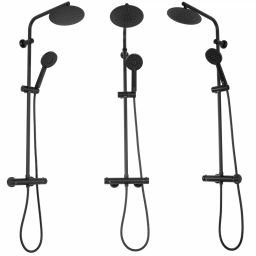 Rea Bliss zestaw prysznicowy ścienny termostatyczny z deszczownicą czarny REA-P8804