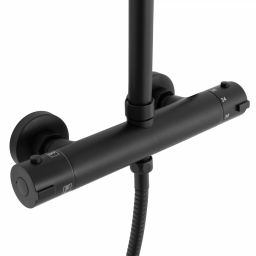 Rea Bliss zestaw prysznicowy ścienny termostatyczny z deszczownicą czarny REA-P8804