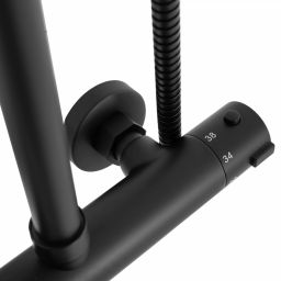 Rea Bliss zestaw prysznicowy ścienny termostatyczny z deszczownicą czarny REA-P8804