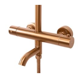 Rea Lungo zestaw wannowo-prysznicowy ścienny termostatyczny z deszczownicą miedź szczotkowana REA-P8807