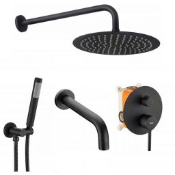Rea Lungo zestaw prysznicowy podtynkowy z deszczownicą czarny REA-P4112