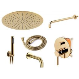 Rea Lungo L. Gold zestaw wannowo-prysznicowy podtynkowy złoty REA-P4125