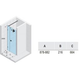 Riho Scandic NXT X102 drzwi prysznicowe 90 cm wnękowe prawe chrom błyszczący/szkło przezroczyste G001010120