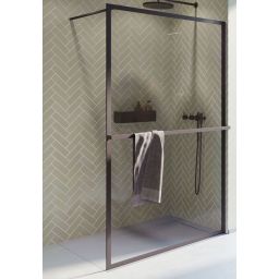 Riho Lucid GD400 Walk-In ścianka prysznicowa 90 cm wolnostojąca czarny mat/szkło przezroczyste G005025121