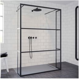 Riho Grid GB404 Walk-In kabina prysznicowa 90x30 cm wolnostojąca czarny mat/szkło Grid G004030121