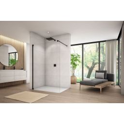 Ronal Cadura CAT4 Walk-In ścianka prysznicowa 90 cm czarny mat/szkło przezroczyste CAT40900607