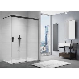Ronal Cadura Walk-In ścianka prysznicowa 120 cm z elementem przesuwnym prawa czarny/szkło przezroczyste CAW2D1200607