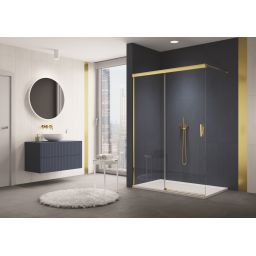 Ronal Cadura Walk-In ścianka prysznicowa 100 cm z elementem przesuwnym lewa złoty/szkło przezroczyste CAW2G1001207