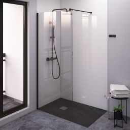 Roca District DF zestaw montażowy do ścianki prysznicowej czarny mat AMP7820006