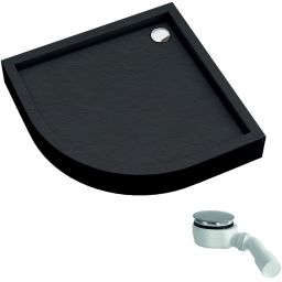 Schedline Favory Plus Black Stone brodzik półokrągły z syfonem 80x80 cm czarny 3ST.F1O-8080/C/ST