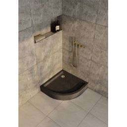 Schedline Favory Plus Black Stone brodzik półokrągły z syfonem 80x80 cm czarny 3ST.F1O-8080/C/ST