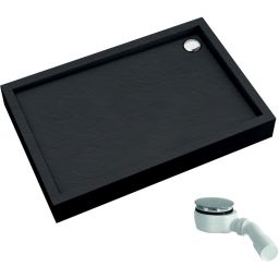 Schedline Favory Plus Black Stone brodzik prostokątny z syfonem 100x90 cm czarny 3ST.F1P-90100/C/ST