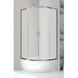 Sanplast Fris kabina prysznicowa 80x80 cm półokrągła z brodzikiem srebrny błyszczący/szkło przezroczyste 602-330-0350-38-400