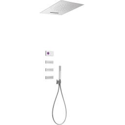 Tres Shower Technology zestaw prysznicowy podtynkowy termostatyczny z deszczownicą chrom/biały 092.864.04