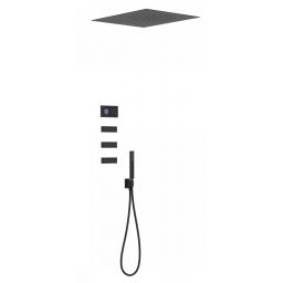 Tres Shower Technology zestaw prysznicowy podtynkowy termostatyczny z deszczownicą czarny mat 092.884.04NM