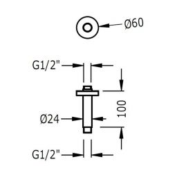 Tres Selection ramię sufitowe 10 cm chrom 1.34.521.02