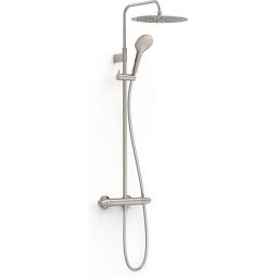 Tres Over-Wall zestaw prysznicowy ścienny termostatyczny z deszczownicą stalowy 19038705AC