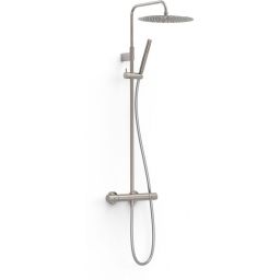 Tres Over-Wall zestaw prysznicowy ścienny termostatyczny z deszczownicą okrągłą stalowy 19039302AC