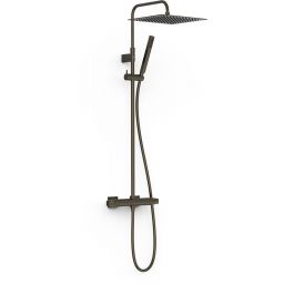 Tres Over-Wall zestaw prysznicowy ścienny termostatyczny z deszczownicą czarny brąz 19039307KMB