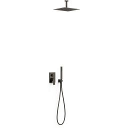 Tres Project zestaw prysznicowy podtynkowy z deszczownicą czarny metalizowany 21128003KM