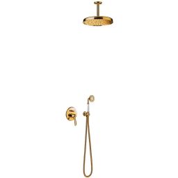Tres Monoclasic zestaw prysznicowy podtynkowy z deszczownicą złoty 242.180.04.OR