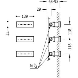 Tres Exclusive dysza prysznicowa boczna 299.515.04