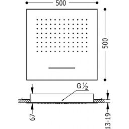 Tres Loft deszczownica 50 cm kwadratowa z kaskadą chrom 299.955.01