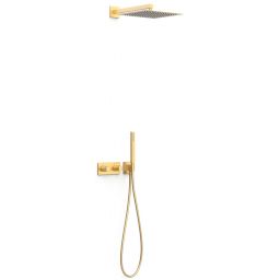 Tres B-System zestaw prysznicowy podtynkowy termostatyczny z deszczownicą złoty mat 30725204OM