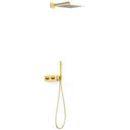 Tres B-System zestaw prysznicowy podtynkowy termostatyczny z deszczownicą złoty połysk 30725204OR