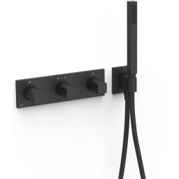 Tres B-System bateria wannowo-prysznicowa podtynkowa termostatyczna czarny mat 30725301NM