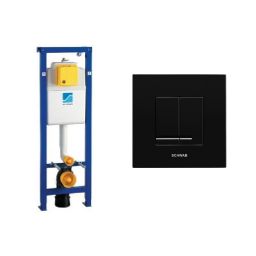 Zestaw Schwab Duplo WC 380 stelaż podtynkowy WC z przyciskiem Arte Duo czarny (4060452701, 4060415638)